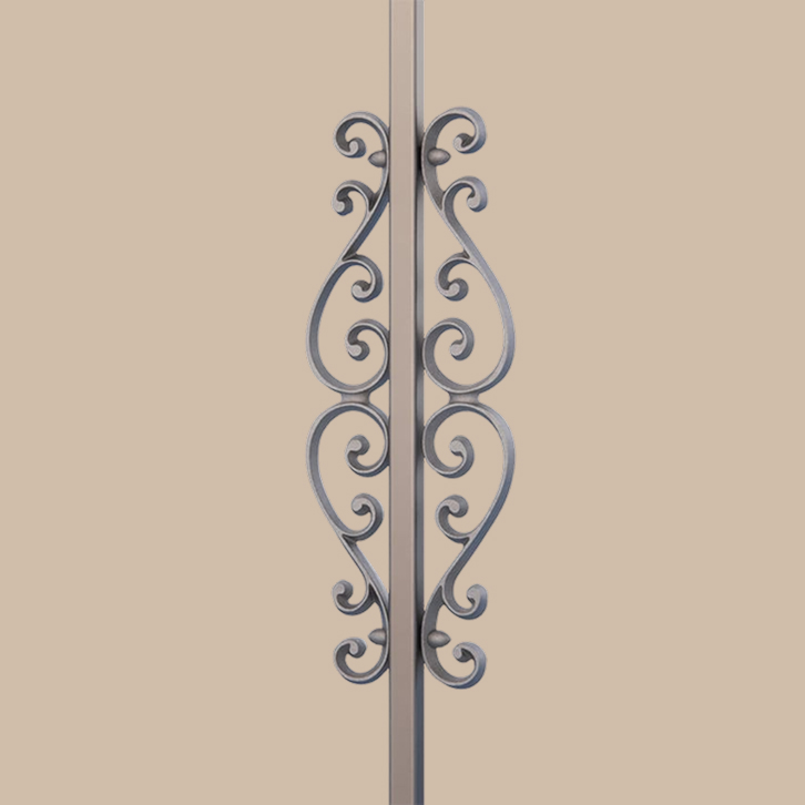 Double scroll casting spindle accessory in aluminum for spiral staircase
