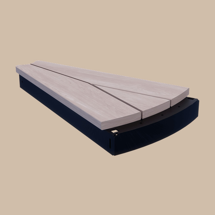 Exterior landing covering made of wood composite for spiral staircase