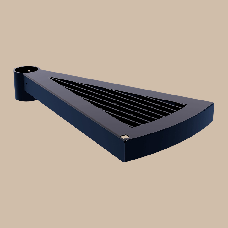 Bar grating stair tread in steel for spiral staircase